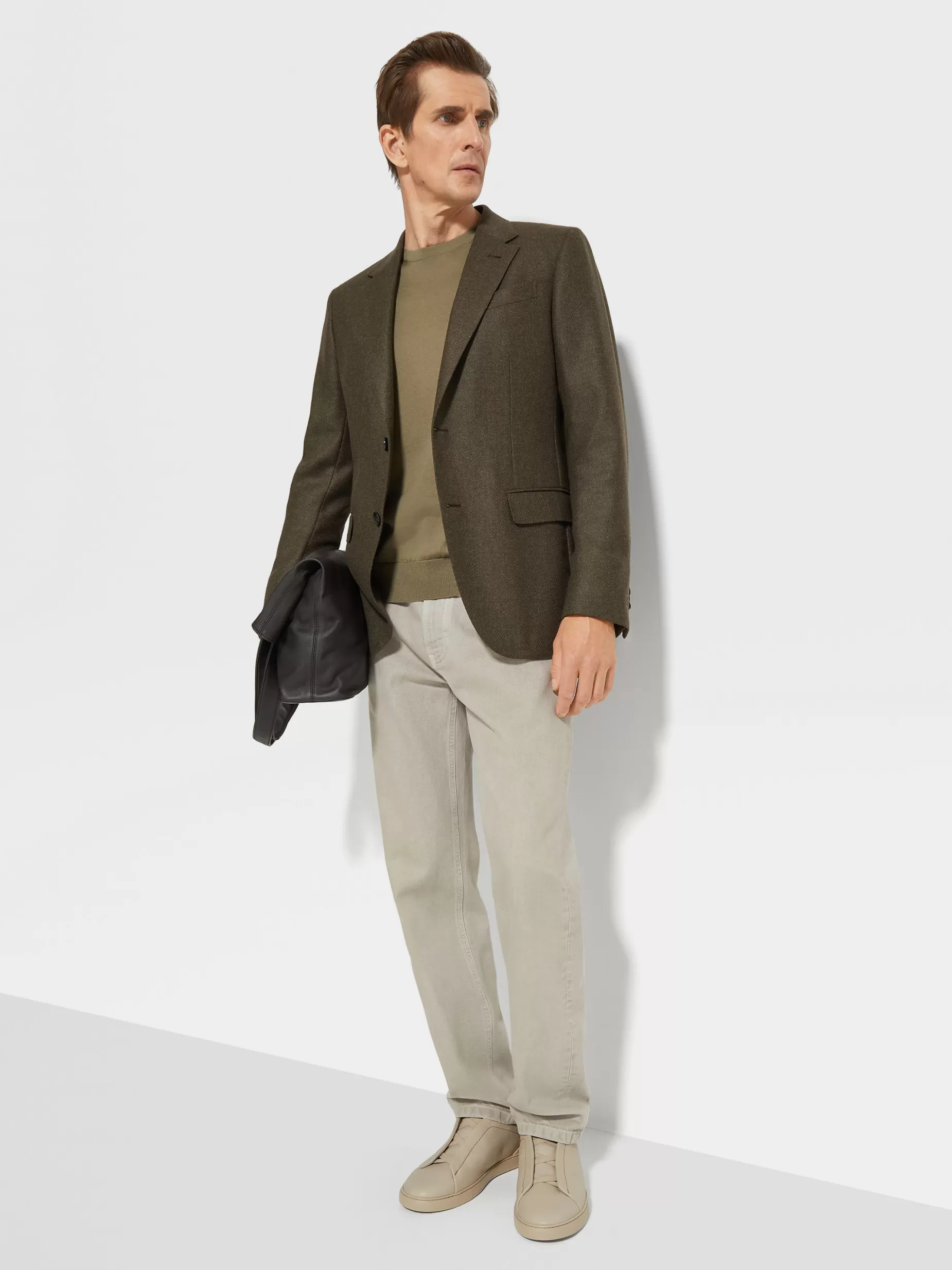 Veste en Oasi Cashmere Kaki Chiné Multicolore<ZEGNA Best Sale