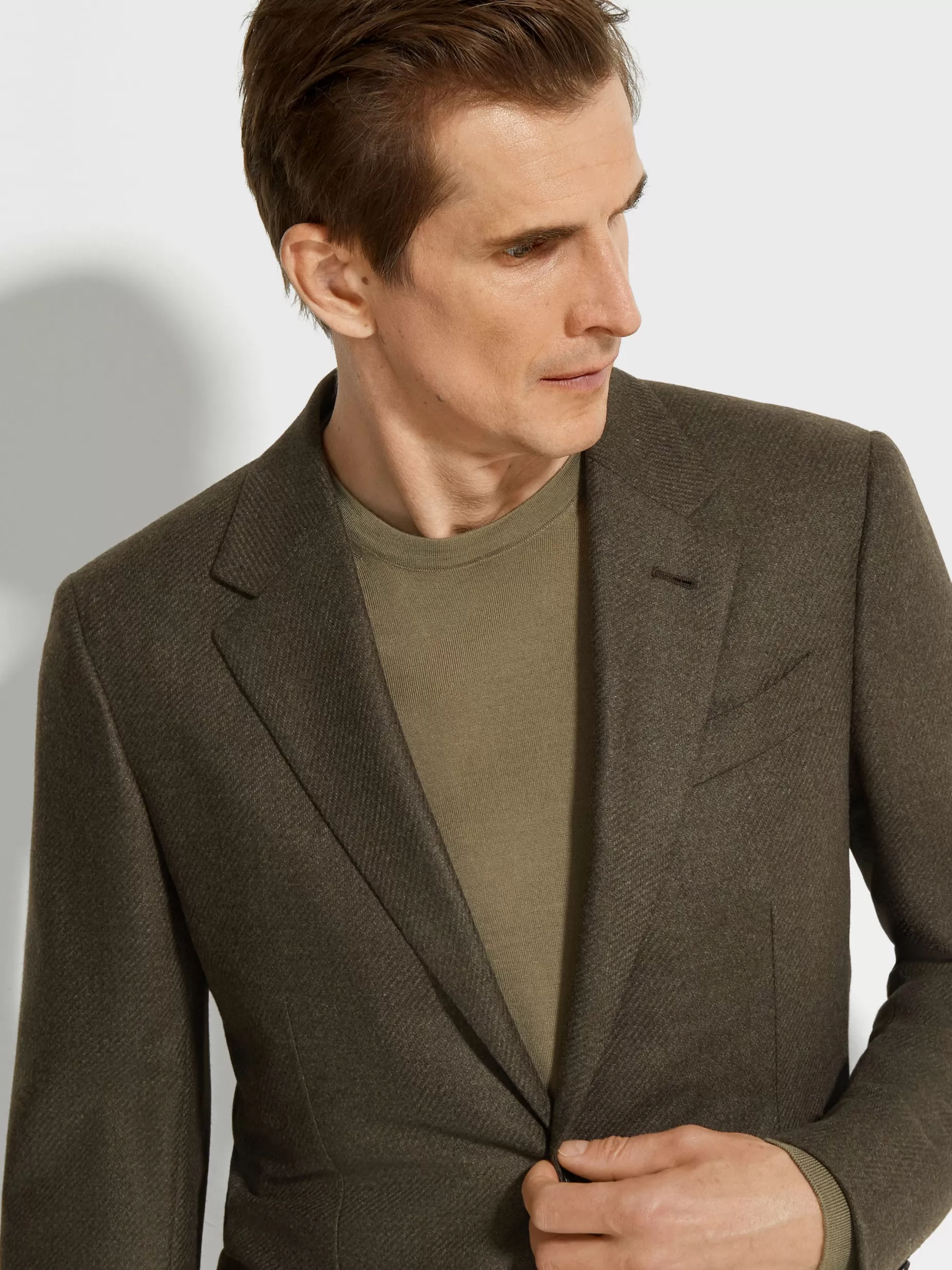 Veste en Oasi Cashmere Kaki Chiné Multicolore<ZEGNA Best Sale