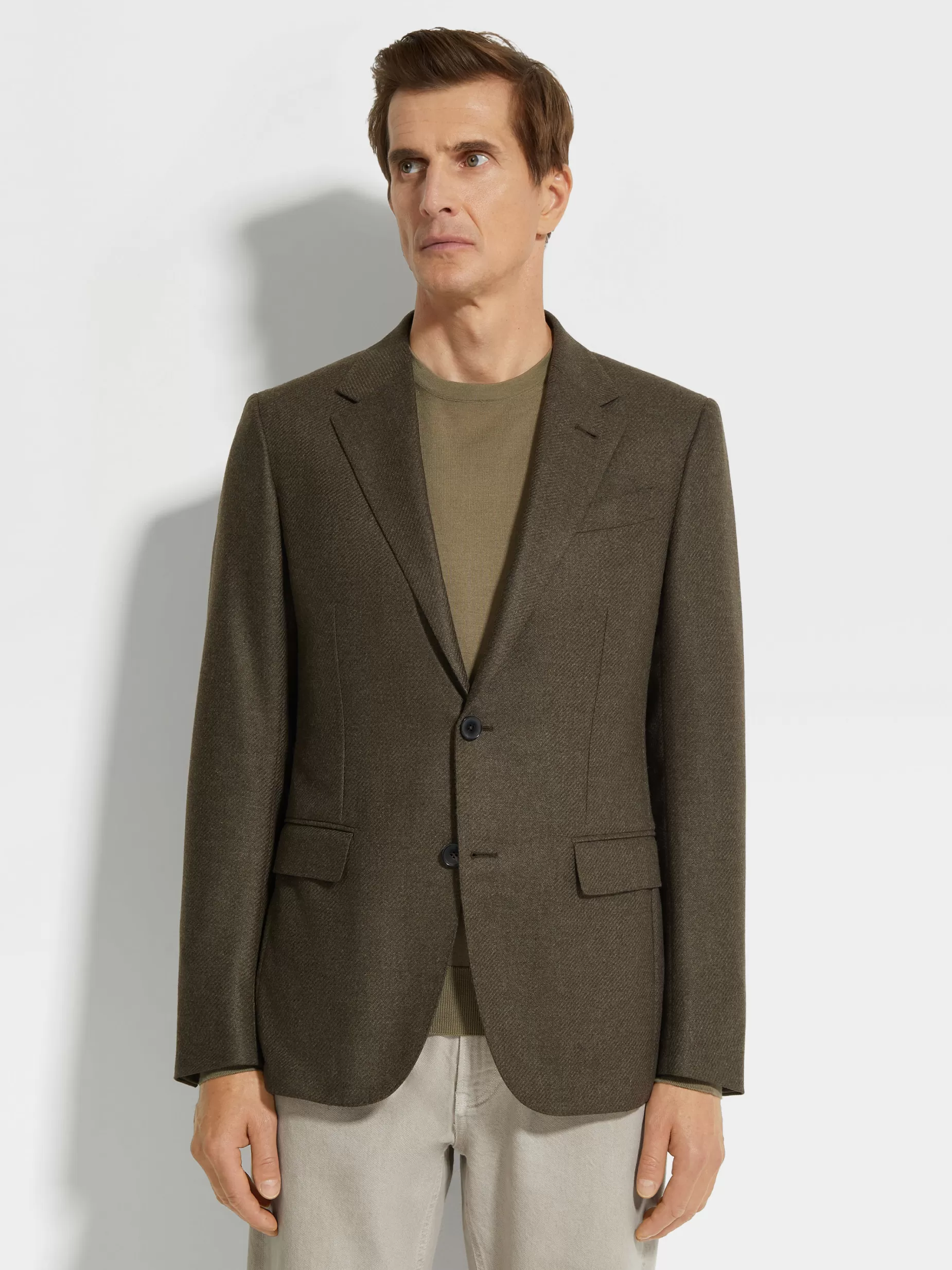Veste en Oasi Cashmere Kaki Chiné Multicolore<ZEGNA Best Sale