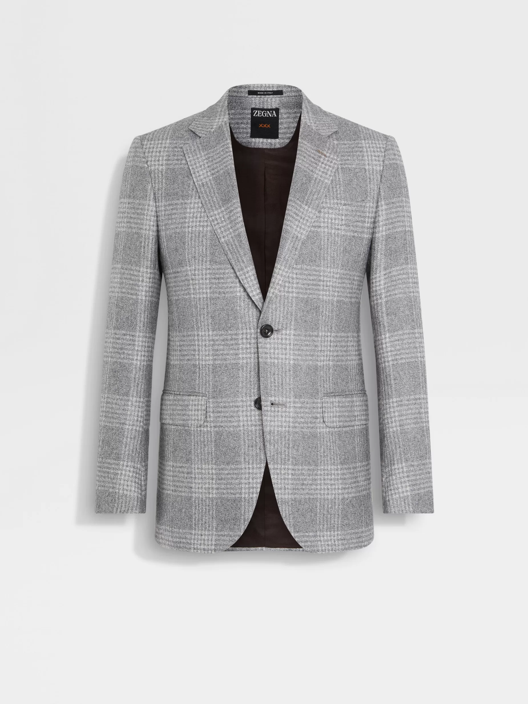 Veste en Soie et Cachemire Gris et Blanc<ZEGNA New