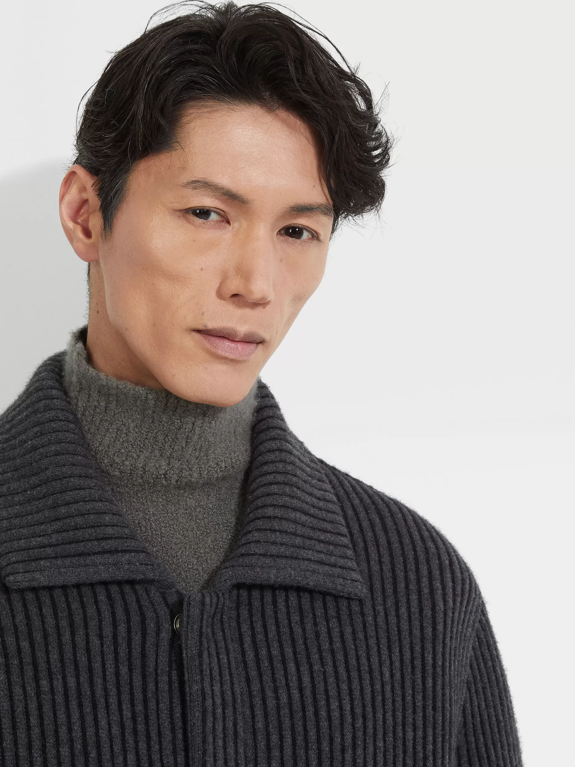 Veste Workwear en Laine et Cachemire Gris Foncé Chiné<ZEGNA Store