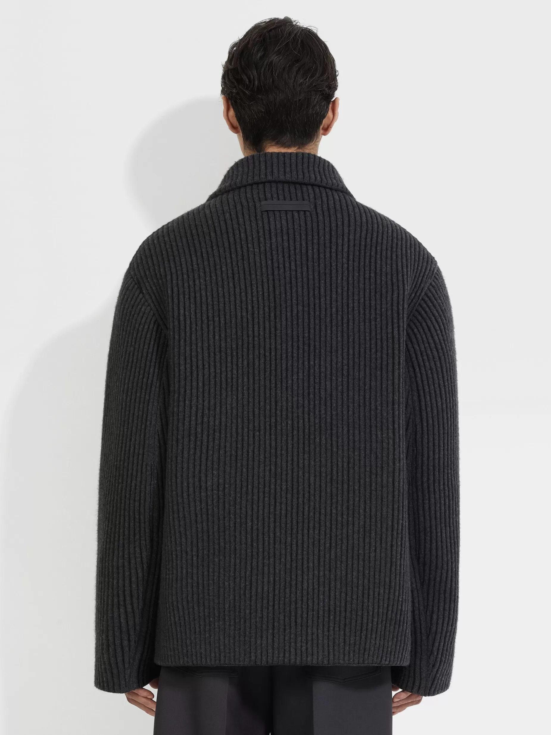Veste Workwear en Laine et Cachemire Gris Foncé Chiné<ZEGNA Store